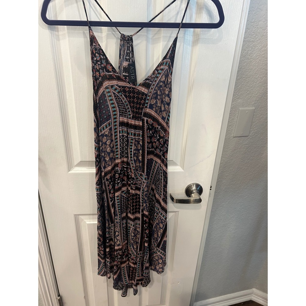 ASTR the Label‎ Mini Dress Multicolor Boho Patchwork Floral Racerback Summer S